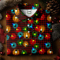 Colorful Christmas Light Plaid Women's Golf Tops, Christmas Golf Shirt, Golf Gift For Ladies