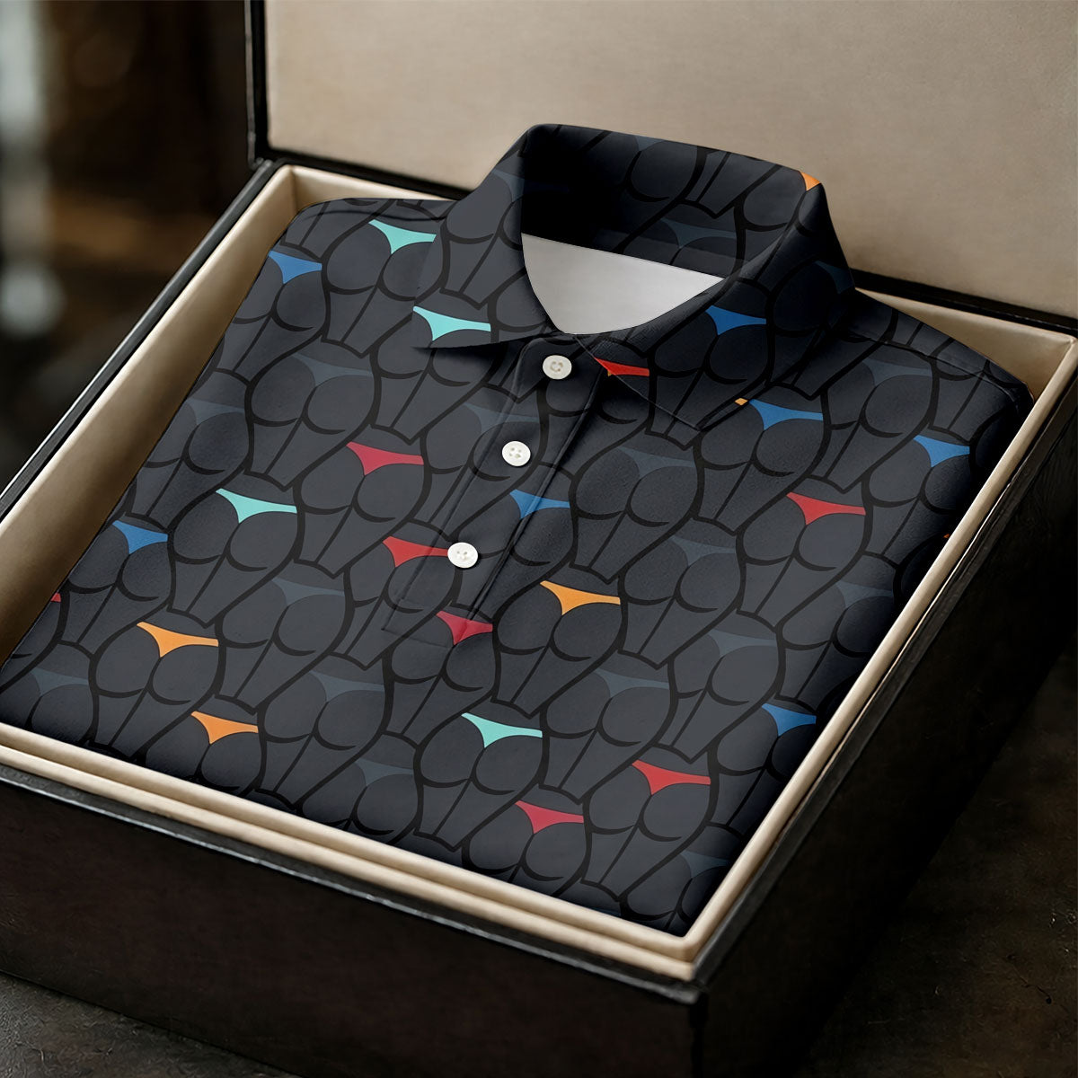 Funny Colorful Panty Butt Pattern Golf Polo Shirt, Printed Golf Shirts, Men's Golf Shirt