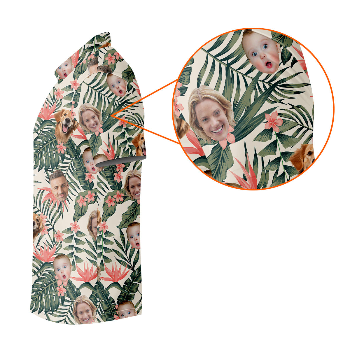 Tropical Floral Pattern Custom Hawaiian Shirts With Face, Men Polo Shirt, Long Sleeve Golf Shirts