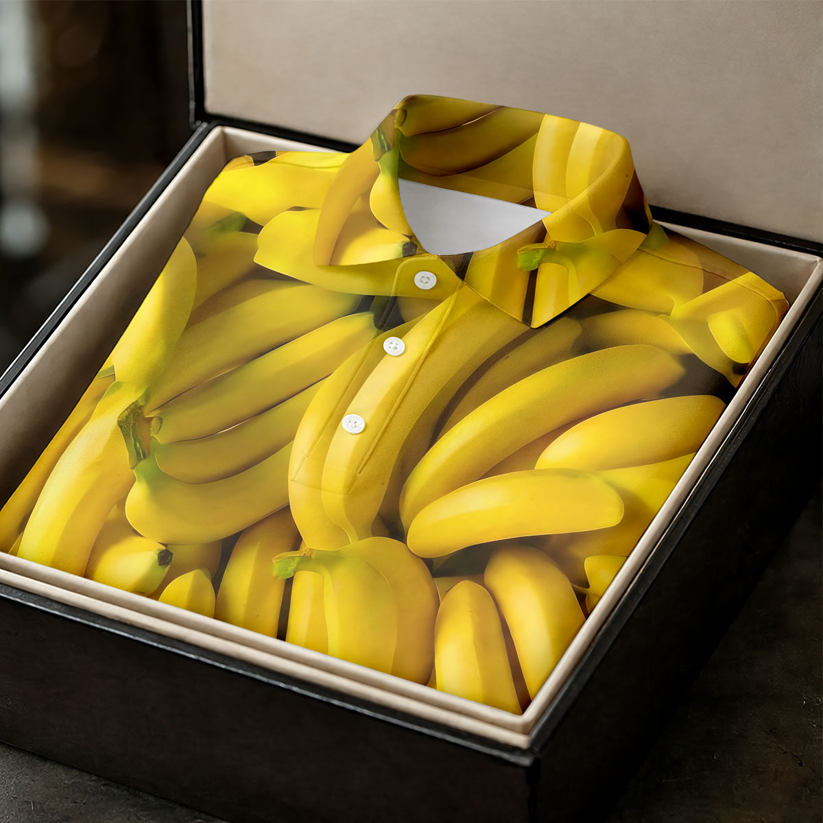 Realistic Banana Print Hawaiian Golf Shirt, Polo Shirts For Men, Mens Golf Apparel