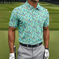 90s Dice Memphis Style Light Mint Green Cute Golf Shirt, Polo Shirts For Men, Golf Shirts For Men