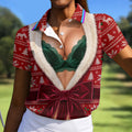 Funny Festive Costume Christmas Golf Shirt, Women’s Golf Polo, Golf Tops For Women