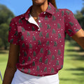 Funny Giant Monster Golf Pattern Polo Shirt, Womens Golf Tops, Ladies Golf Shirts