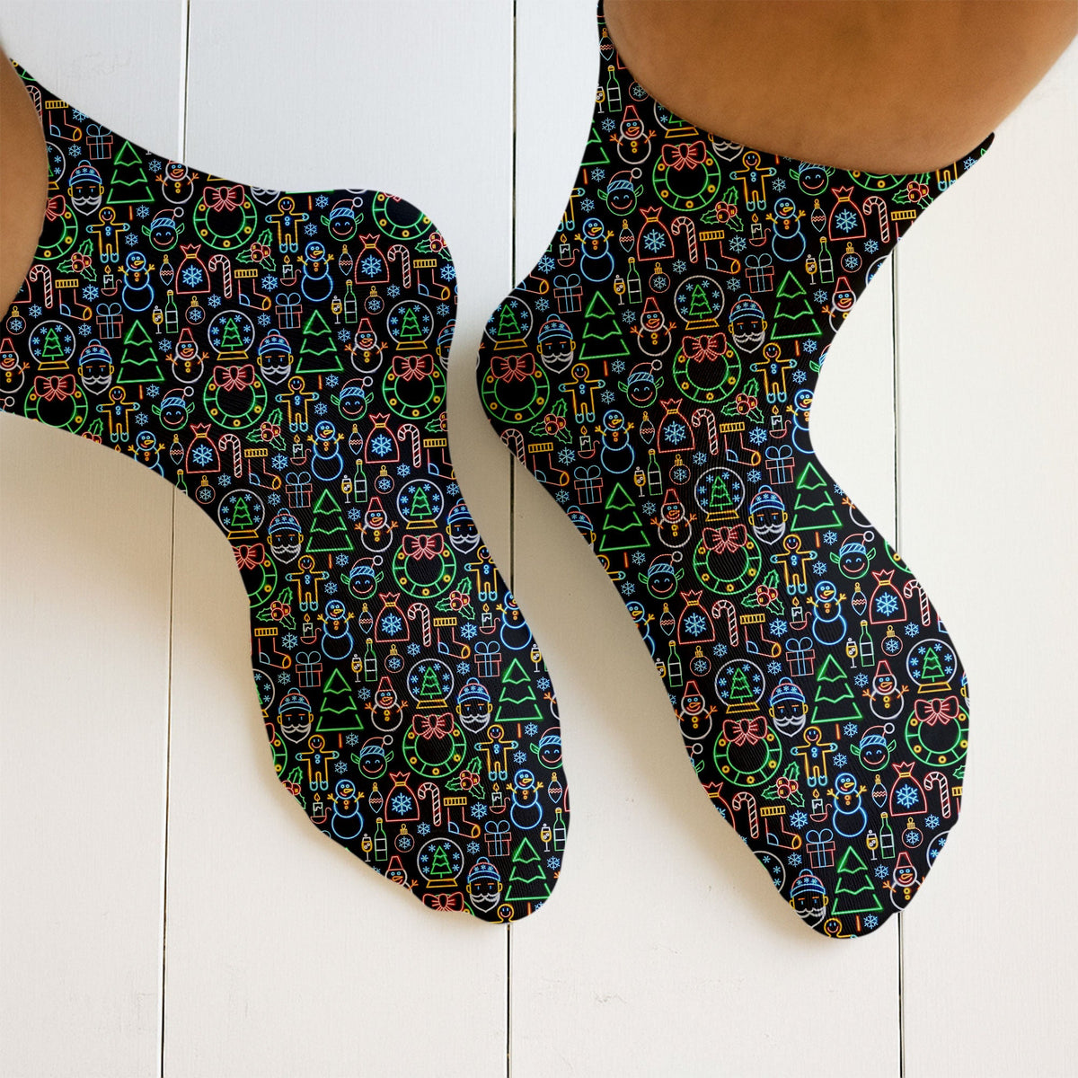Neon Christmas Retro Style Golf Socks, Christmas Golf Gift, Gifts For Golf Lovers
