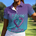 You Matter Suicide Prevention Ribbon Heart Golf Shirts For Women, Performance Golf Shirt