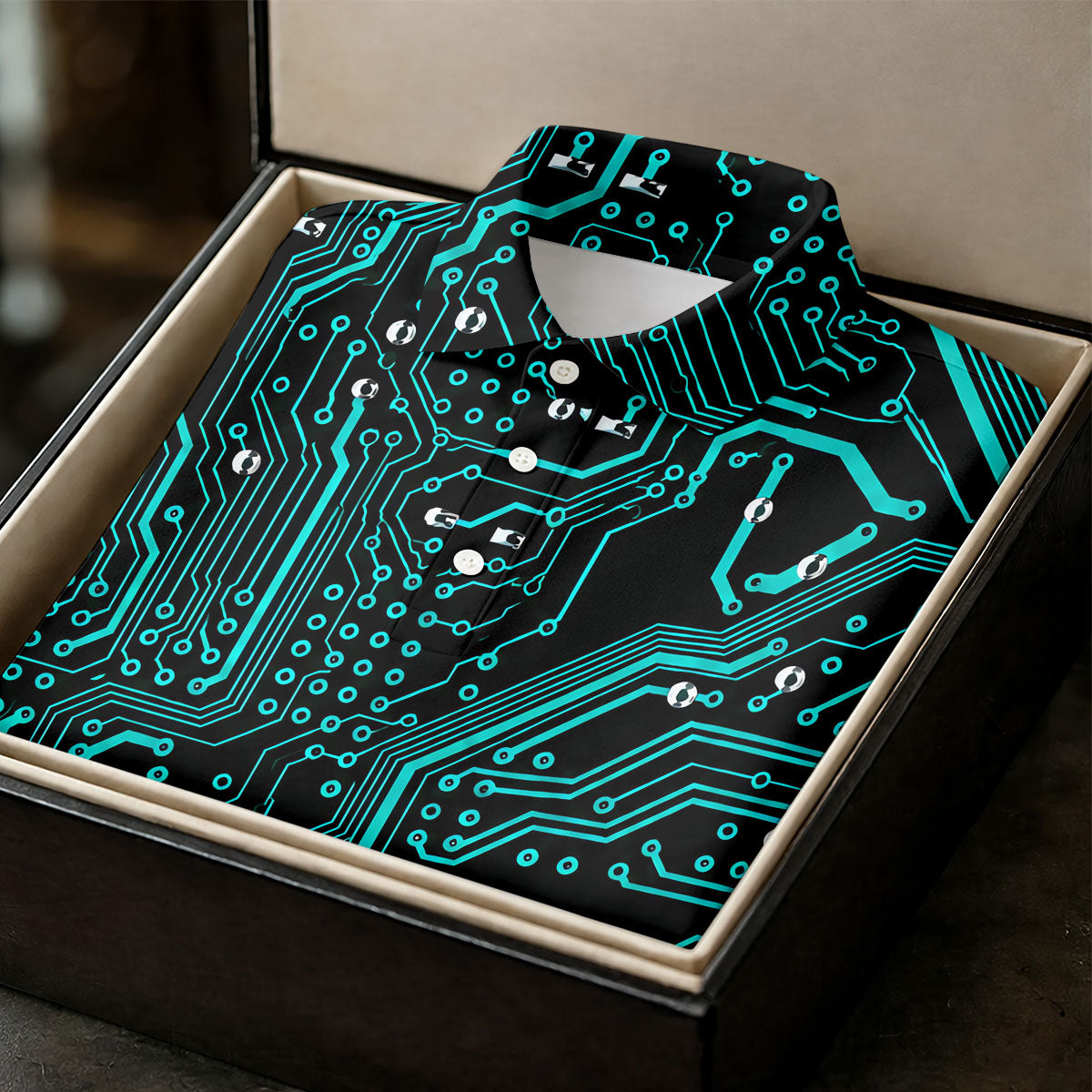 Circuit Board Pattern Hawaiian Golf Shirt, Men's Golf Shirt, Polo Shirts For Men