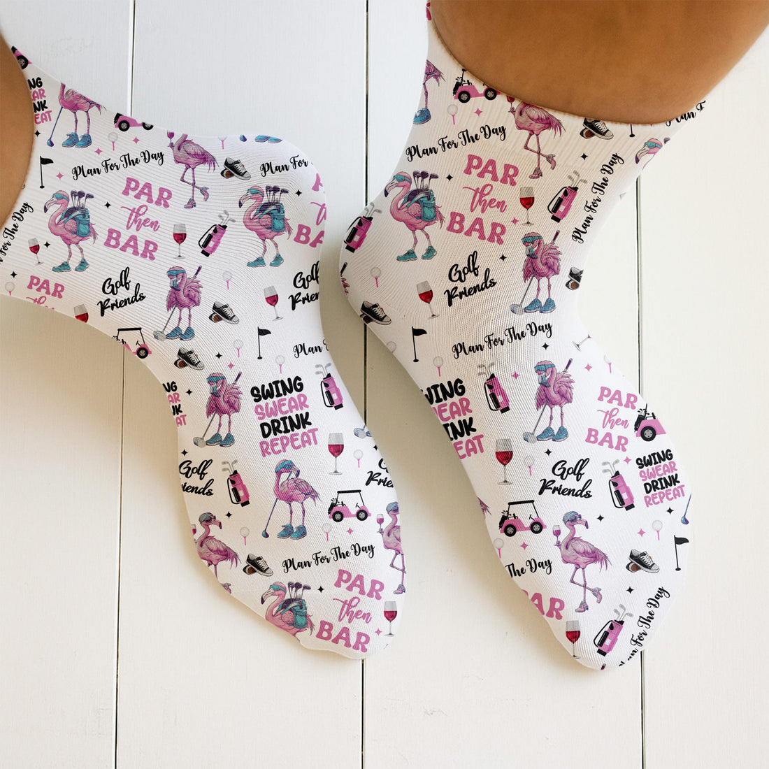 Par Then Bar Flamingo Men Golf Socks, Best Socks For Men, Fun Socks, Christmas Golf Gift