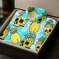 Tropical Pineapple Skull Pattern Golf Shirt, Mens Golf Shirts, Hawaiian Golf Shirt, Golf Apparel For Men