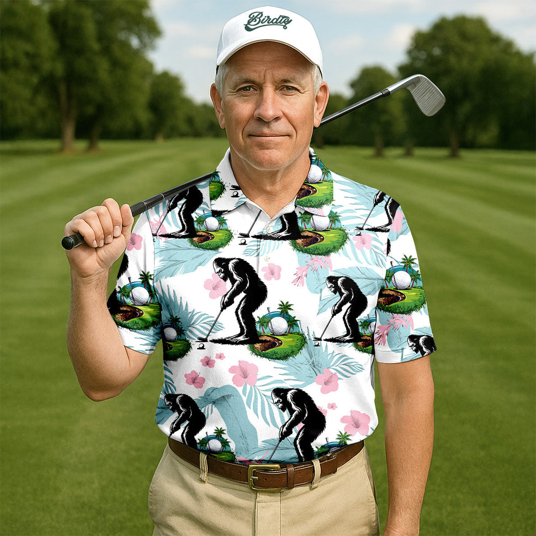 Bigfoot Shirt, Sasquatch Golf Shirt, Hawaiian Golf Shirts, Matching Golf Shirts, Golf Shirts For Men