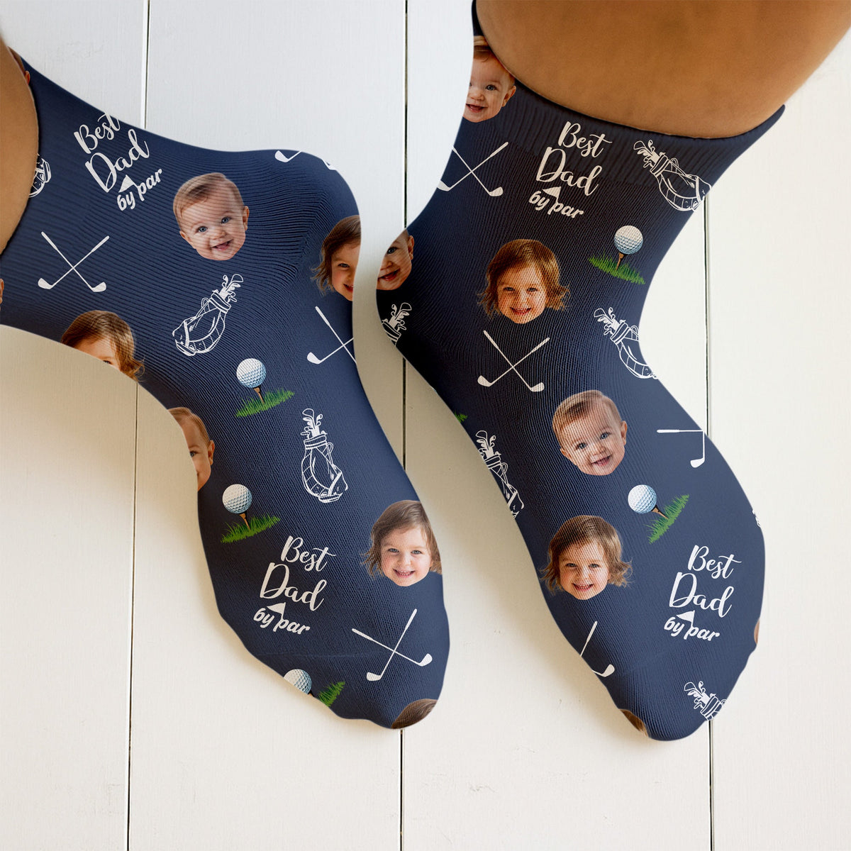 Best Dad By Par Custom Face Kids Photo, Golf Socks, Fun Socks For Men, Christmas Golf Gift