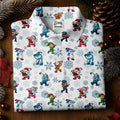 Funny Christmas Characters Golf Pose Fun Women's Golf Shirts, Christmas Golf Shirt, Ladies Golf Shirts