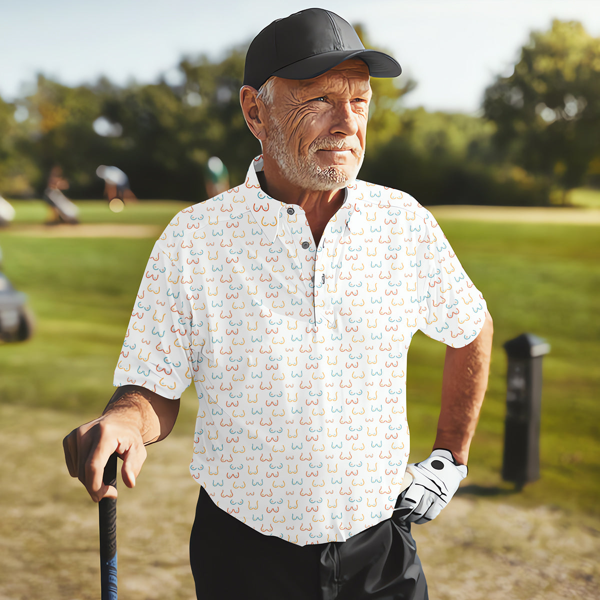 Funny Men's Golf Polo Shirt, White Polo Shirt Mens, Christmas Golf Gift, Golfing Apparel