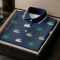 Navy Crocodile Pattern Golf Shirt, Mens Polo Shirt, Golf Shirts For Men, Performance Golf Shirt