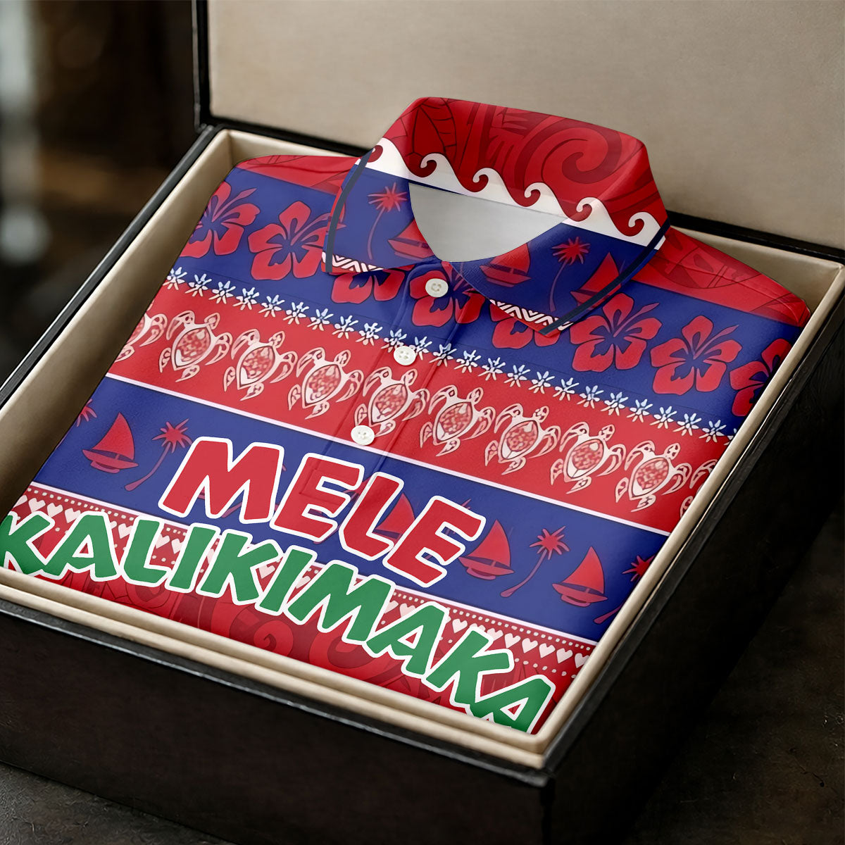 Tropical Santa Mele Kalikimaka Christmas Golf Shirt, Men's Golf Shirt, Hawaiian Golf Shirt, Printed Golf Shirts