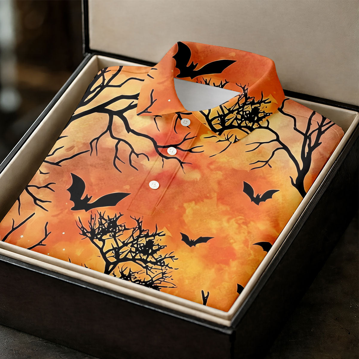 Spooky Black Cat Halloween Golf Polo Shirt, Men's Golf Shirts, Hawaiian Golf Shirt