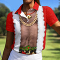 Funny Santa Gold Chain Christmas Golf Shirt, Women’s Golf Polo, Women’s Golf Apparel