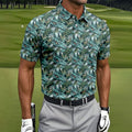 Dinosaur Head Tropical Vibe Golf Tops For Men, Polo Shirts For Men, Golf Shirts For Men