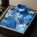 Blue Tropical Hibiscus Floral Golf Shirt, Mens Polo Shirts, Golf Apparel For Men