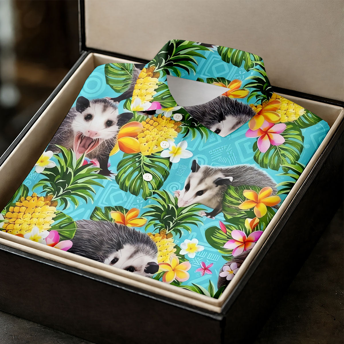 Funny Opossums Among Pineapples Hawaiian Golf Polo, Golf Tops For Men, Golfing Apparel
