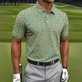 Sandwich Golf Course Seamless Pattern Performance Golf Shirt, Golf Tops For Men, Golf Shirts For Men
