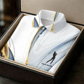 Elegant Blue Gray and Gold Swirl Pattern Hawaiian Golf Polo, Golf Tops For Men, Golfing Apparel