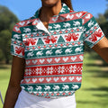 Christmas Reindeer Bells Snowflake Golf Polo Shirt, Women’s Golf Apparel, Ladies Golf Top