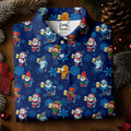 Christmas Characters Golf And Beer Navy Women's Funny Golf Shirts, Christmas Golf Shirt, Polo Shirts For Women