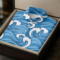 Japanese Wave Golf Shirt, Ocean Wave Pattern Men's Golf Polo, Polo Shirts For Men