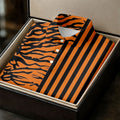 Orange Tiger Stripe Split Pattern Golf Shirt, Women's Golf Tops, Ladies Golf Shirts, Printed Golf Shirt