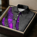 Purple Claw Marks Hawaiian Golf Shirt, Scratch Print Women's Golf Tops, Ladies Golf Shirts