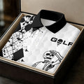 Golf Skeleton Splatter Effect Argyle Pattern Golf Tops For Men, Father's Day Golf Gift