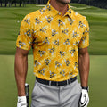 Realistic Flying Bees on Golden Honeycomb Hawaiian Golf Polo, Golf Tops For Men, Golfing Apparel