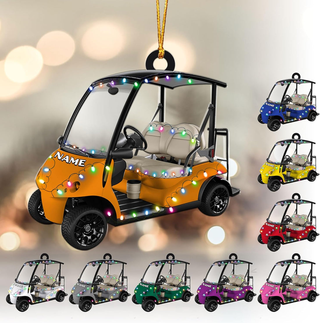 Personalized Golf Cart Ornaments, Golf Keychain, Golf Accessories, Gift For Golfers