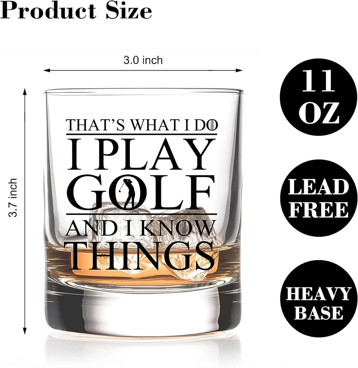 Thats What I Do I Play Golf And I Know Things Funny Golf Whiskey Glass, Dad Golf Gifts
