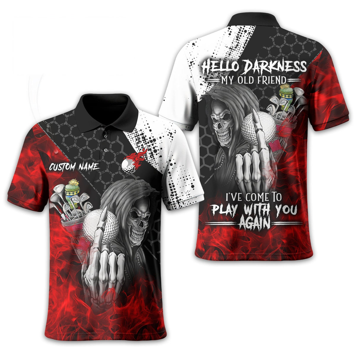 Hello Darkness My Old Friend Golf Polo - Gift For Golfer