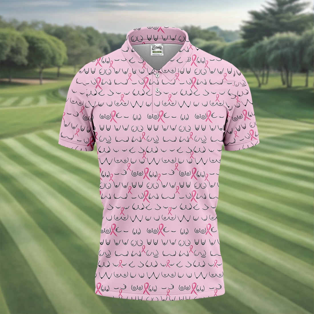 Pink Breast Cancer Golf Polo