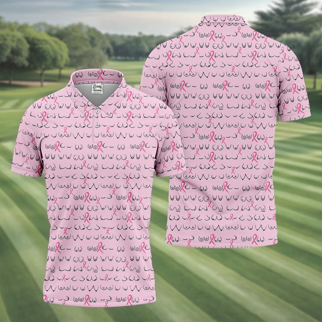 Pink Breast Cancer Golf Polo