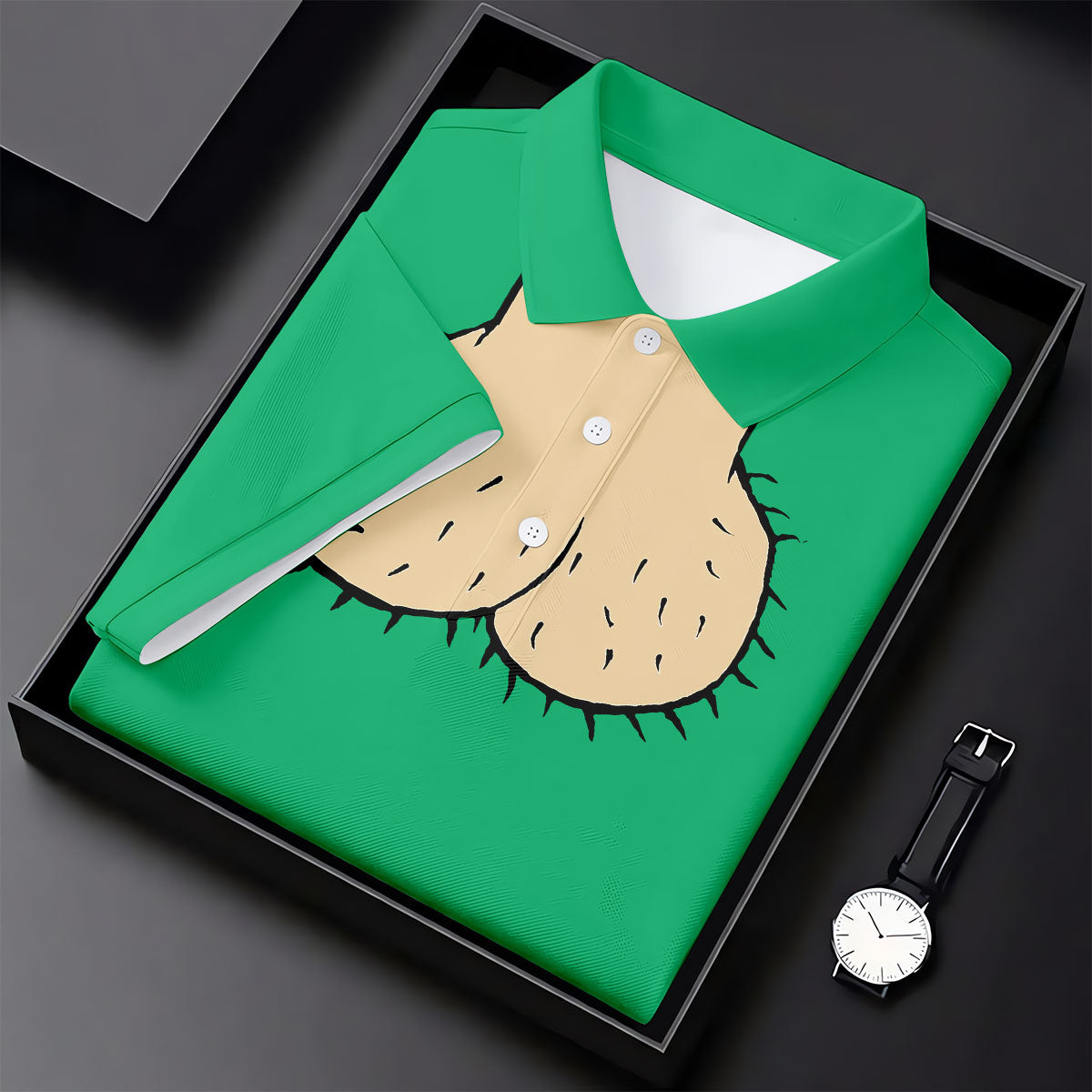 Green Funny Dickhead Faux Chest Golf Shirt, Men's Golf Shirt, Mens Polo Shirts