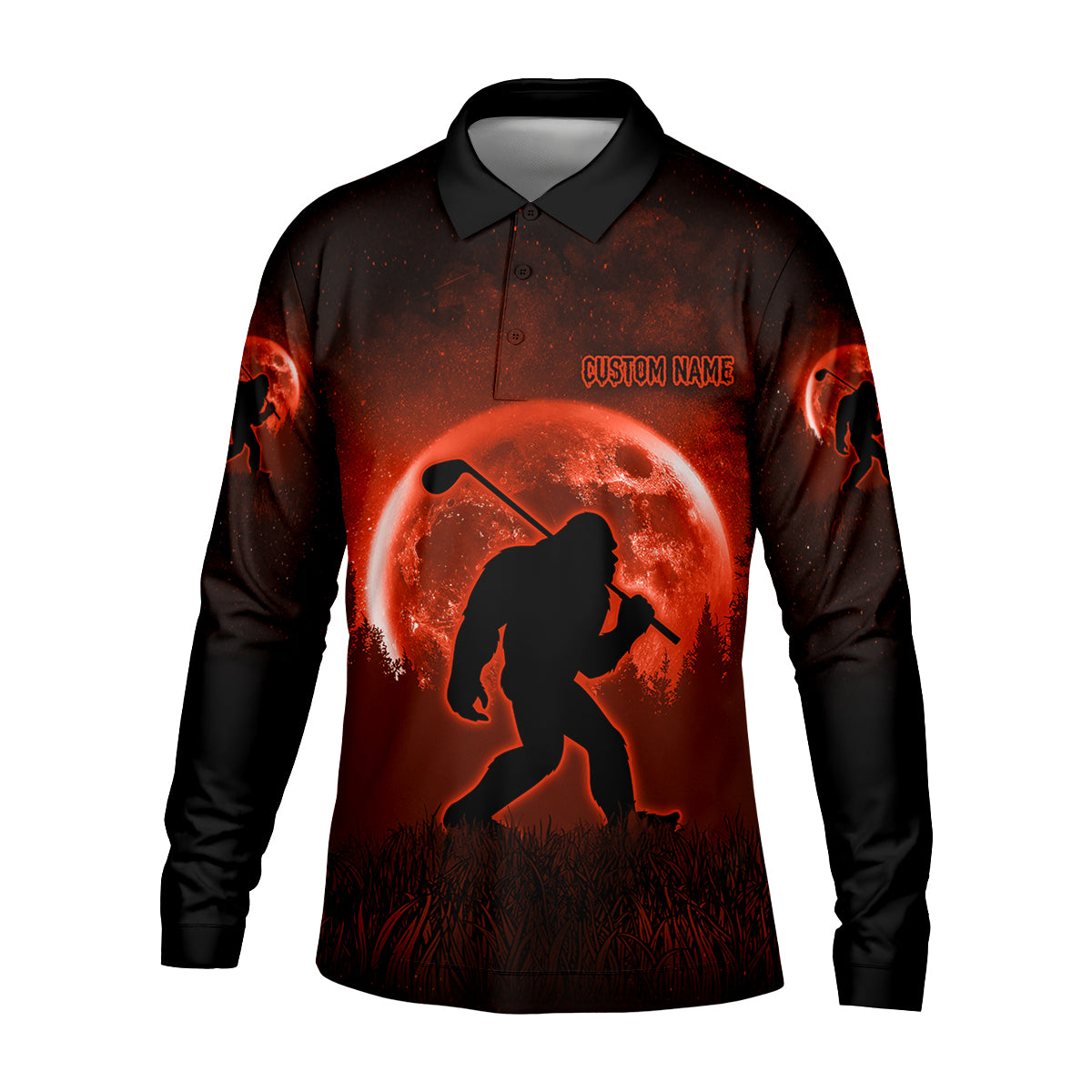 Custom Bigfoot Golf Polo Shirt, Mens Golf Gift, Funny Golf Shirt, Golf Gift For Dad