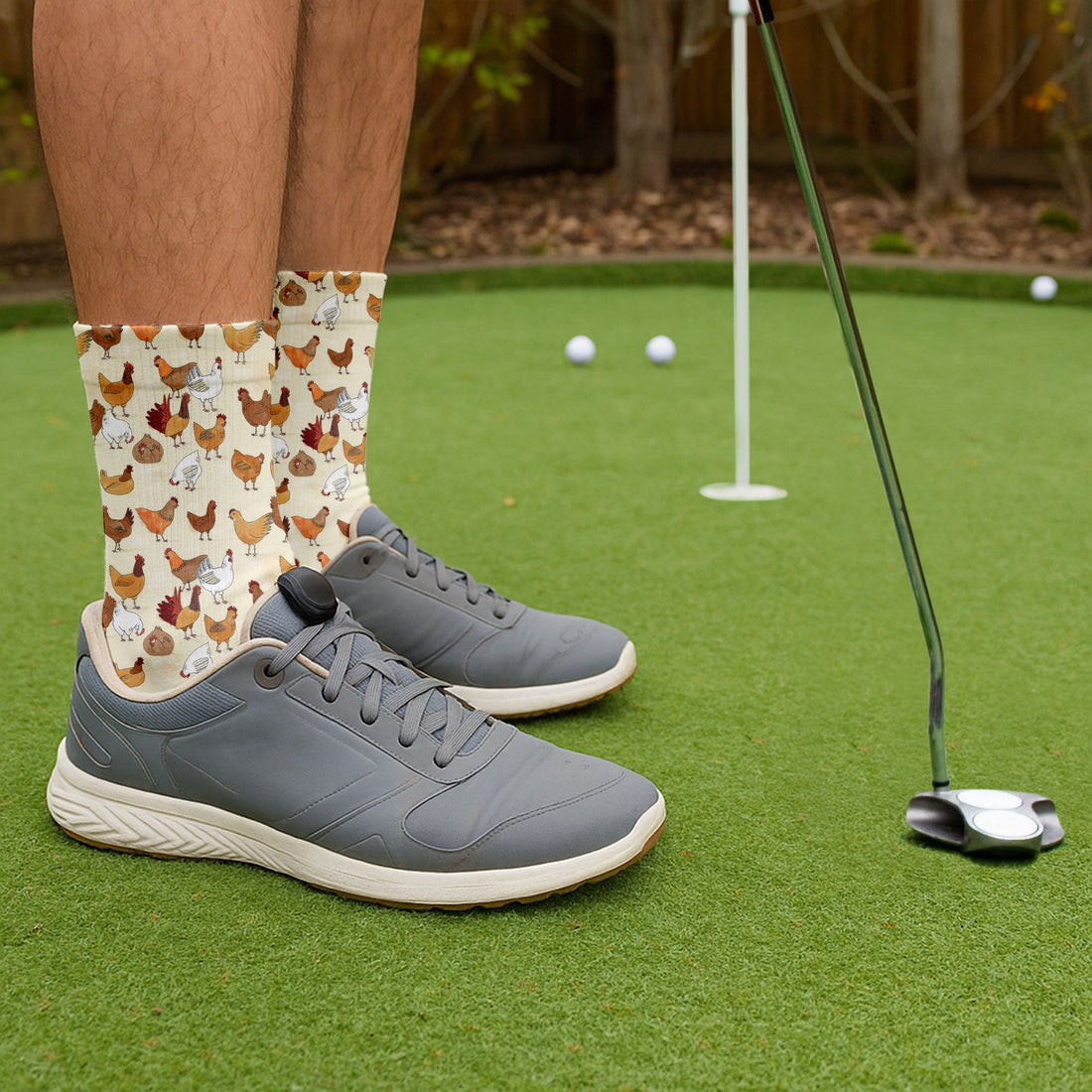 Funny Chicken Family Golf Socks, Golf Socks For Men, Chicken Lover Gifts, Fun Socks, Christmas Golf Gift