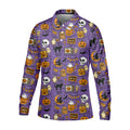 Purple Halloween Skull Golf Shirt, Spooky Cat, Mens Golf Polo Shirts, Halloween Theme Shirts, Golfing Apparel