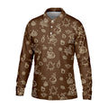 Goose Halloween Golf Shirt, Pumpkin Pattern Golf Shirt, Brown Golf Polo, Long Sleeve Golf Shirts, Men Golf Polo