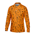 Skeleton Orange Golf Shirt, Halloween Golf Shirt, Fun Golf Polos, Men's Long Seeve Golf Shirts, Golf Gifts For Men