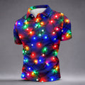Christmas Lights Pattern Christmas Golf Shirt, Golf Shirts For Men, Mens Golf Apparel