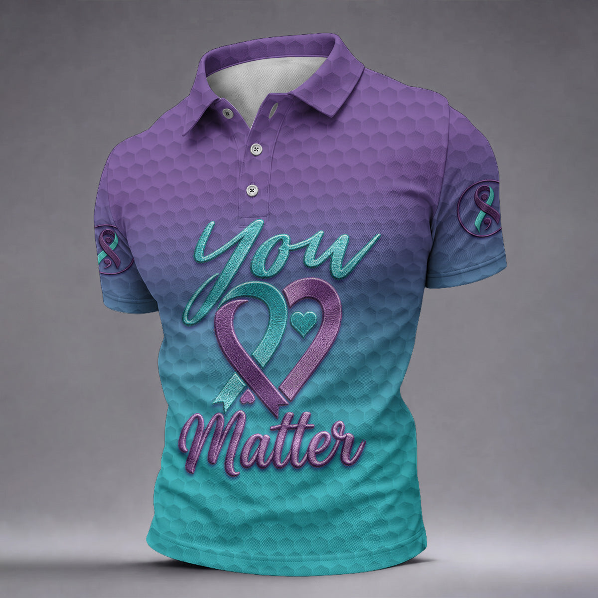 You Matter Suicide Prevention Ribbon Heart Polo Shirts For Men, Golf Apparel For Men
