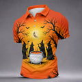 Witch Cauldron Halloween Golf Polo Shirt, Halloween Shirts For Men, Mens Golf Polo