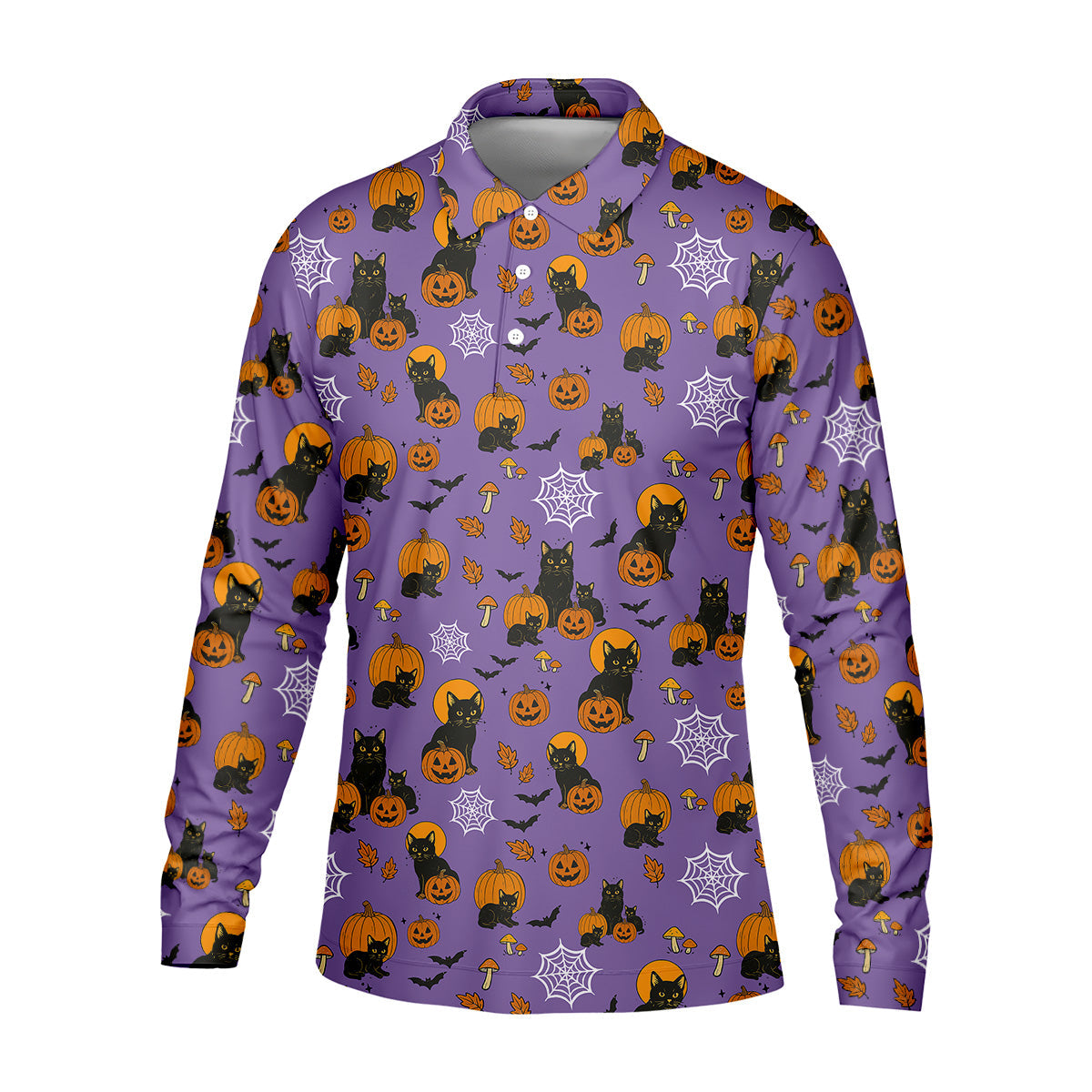 Halloween Cat Pumpkin Purple Golf Shirt, Golf Hoodie, Golf Gift For Men, Golfing Apparel