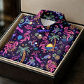 Tropical Theme Neon Pattern Black Golf Shirt, Men's Funny Golf Shirts, Polo Shirts For Men