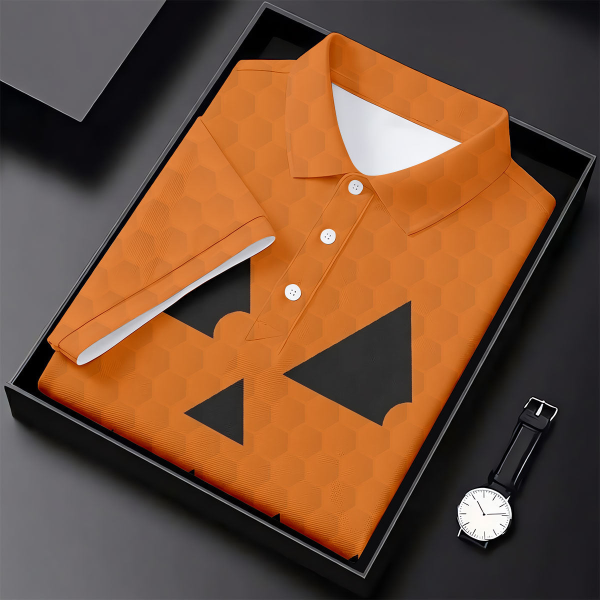 Halloween Jack O Lantern Golf Shirt, Men's Golf Shirt, Hawaiian Golf Shirt