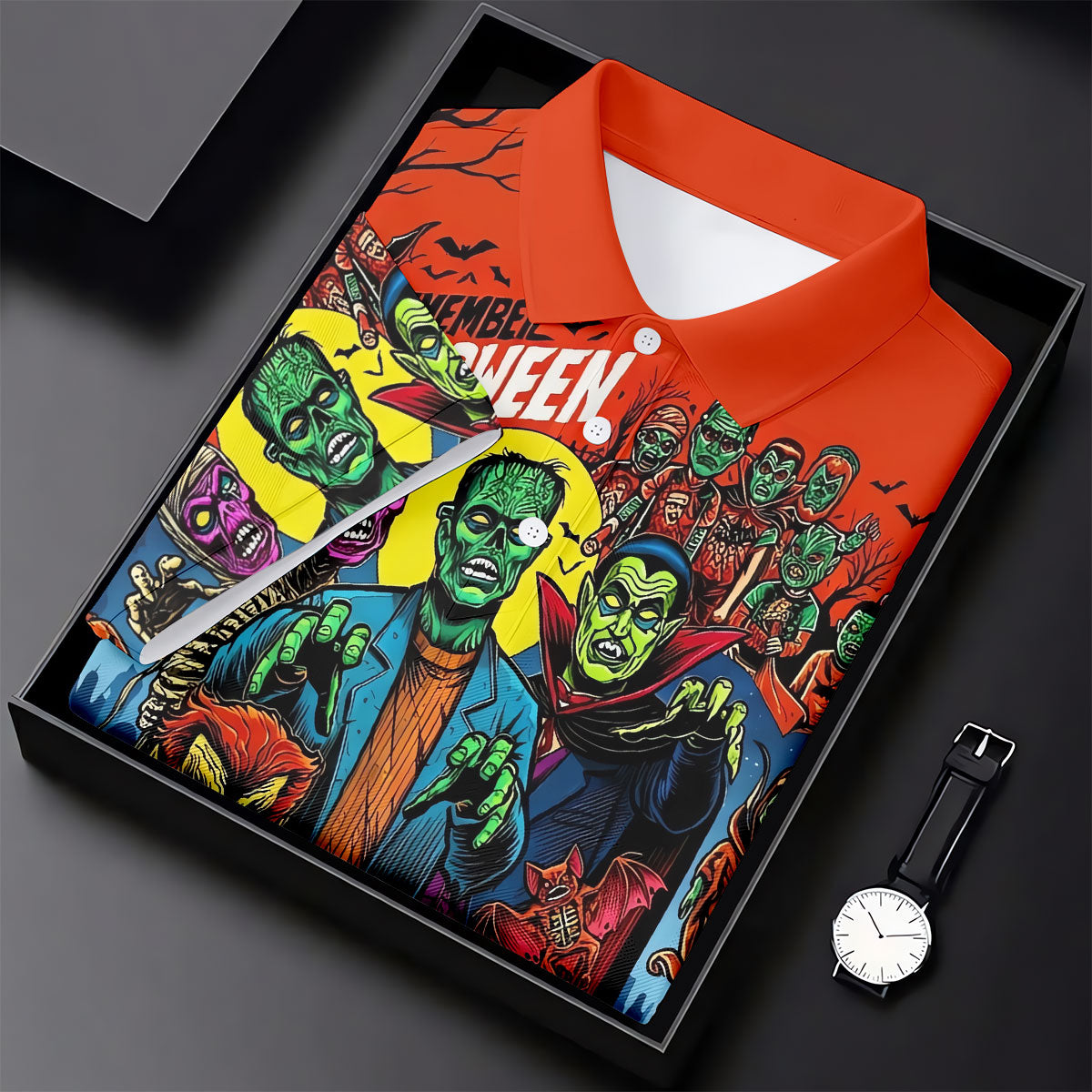 I Remember Halloween Classic Monster Golf Polo Shirt, Men's Golf Shirts, Hawaiian Golf Shirt